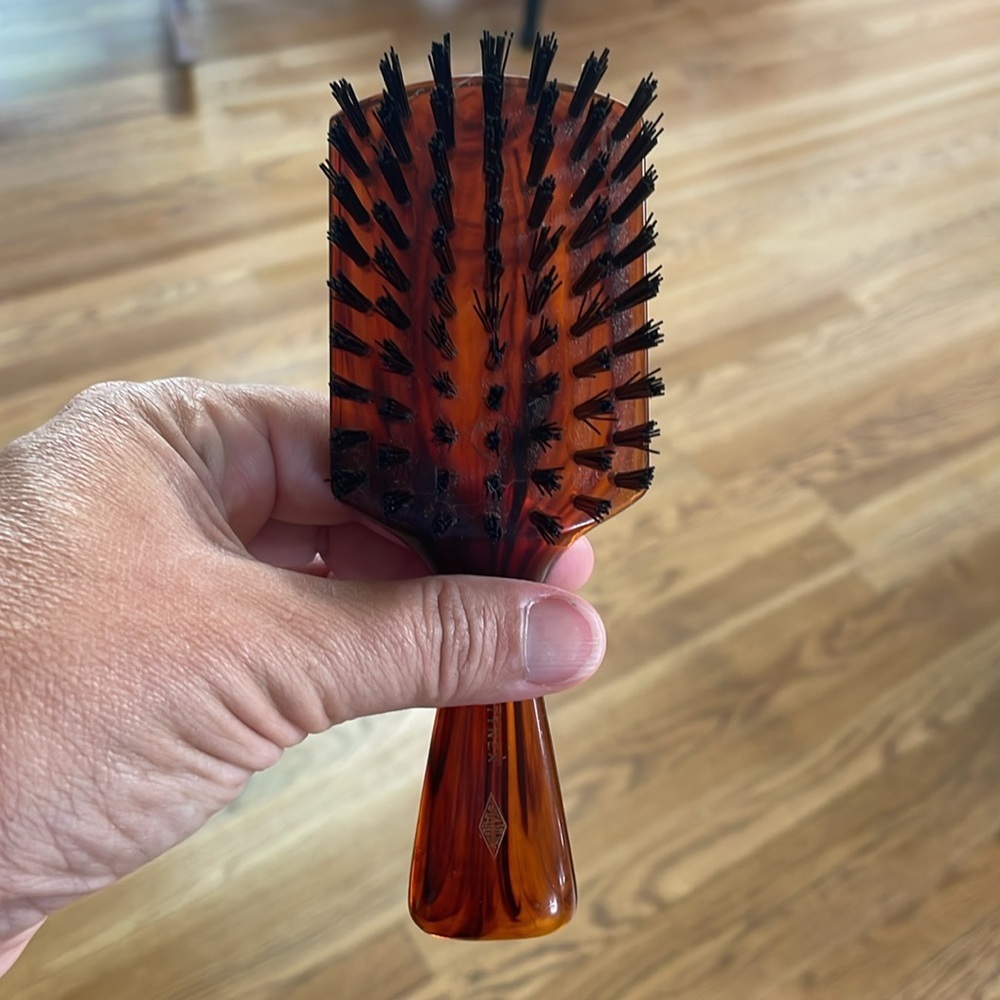 Vintage Stanley Nylon Bristle Hair Brush Tortoise Marbled Color Swirl Handle